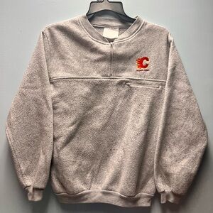 Vintage Calgary Flames Quarter zip Sweater Gray Size M Mens L Womens